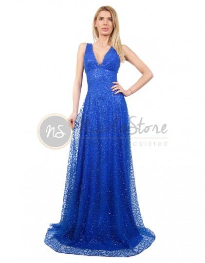 Rochie Eleganta Albastra din Paiete NS00155