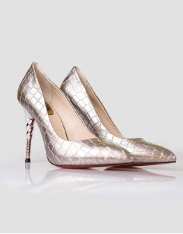 Pantofi Stiletto Argintii H1637-5